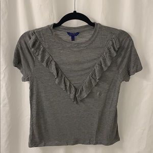 Aéropostale Short Sleeve Ruffle Shirt Gray